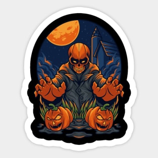 Scary skull halloween Pumpkin Sticker